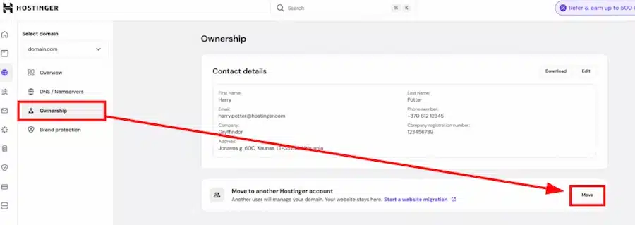 الخطوة الثانية البدء في النقل